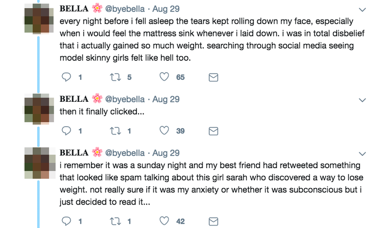 Illustration for article titled The Bizarre Scheme Using Viral Abuse Stories and Stolen Pics to Sell Diet Pills on Twitter